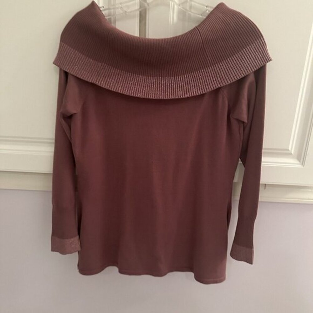 Questions Pts Off Shoulder‎ Sweater Sparkle Metallic Knit Top Womens PM